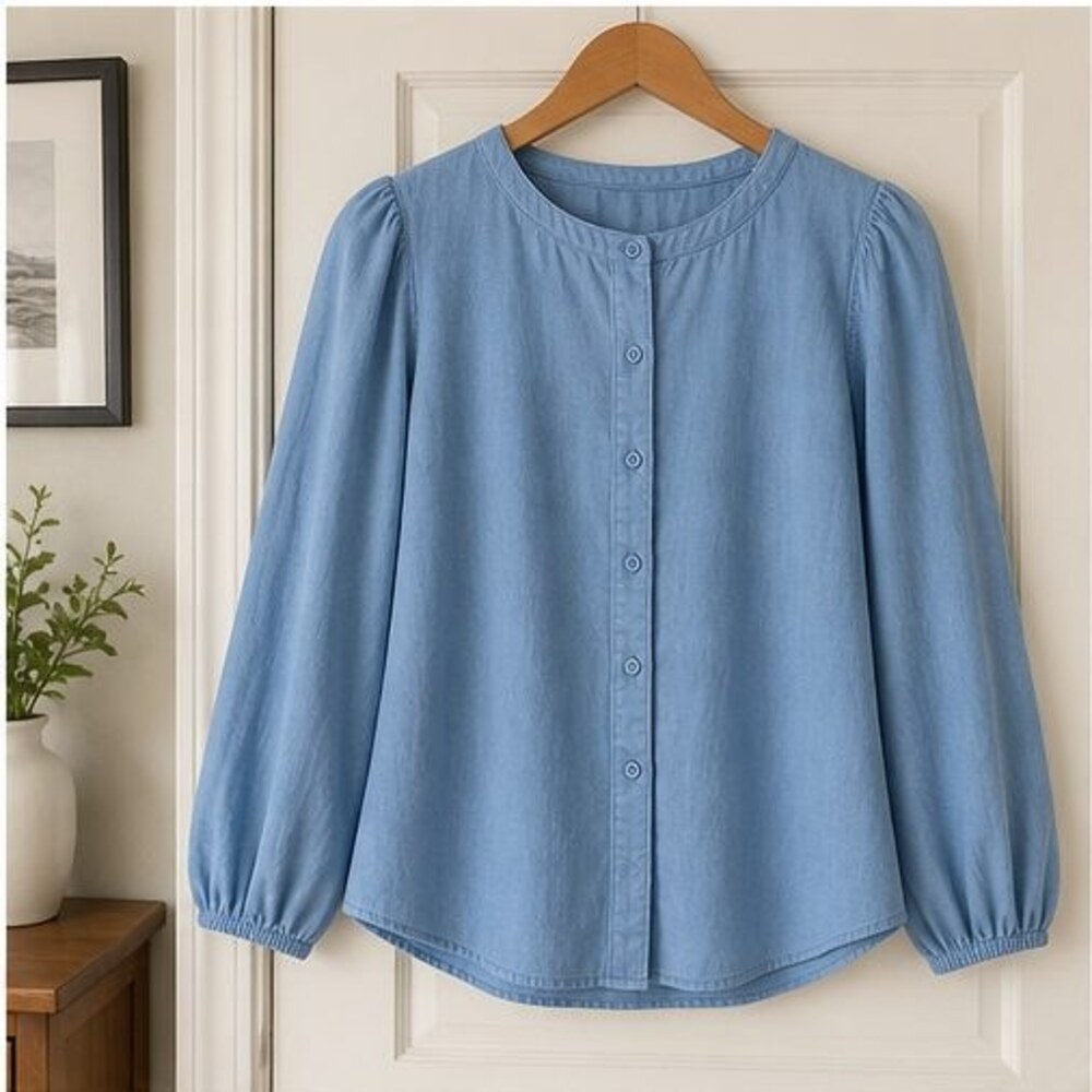 Blue Smocked Top